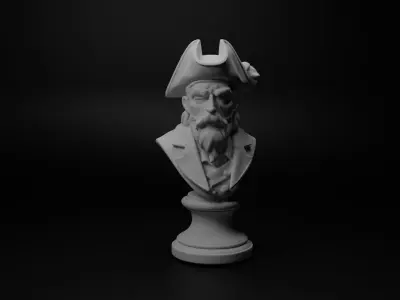 Pirate Bust Chess 3D print model shop