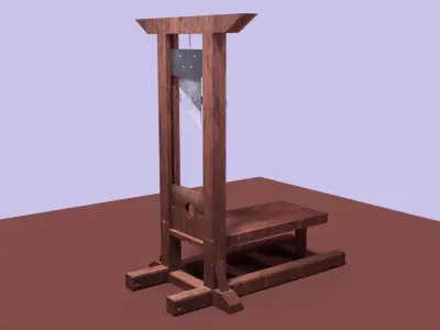 Guillotine  Low Poly Textured Game Ready Free low-poly 3D model