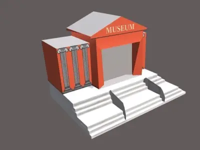 Museum Low-poly 3D model game 3D model Free low-poly 3D model