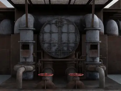 Industrial Pipes v4 Low-poly 3D model