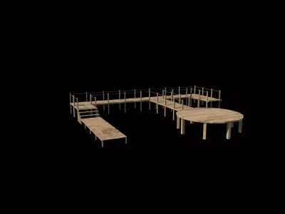  Wooden walkway modular 3D model