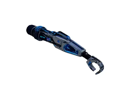 Cybernetic Arm Carbon Fiber Blue 3D model