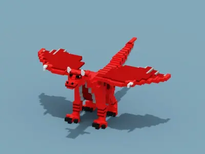 Voxel Dragon Low-poly 3D model