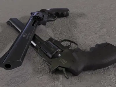 pistol Gletcher SW B6 Low-poly 3D model