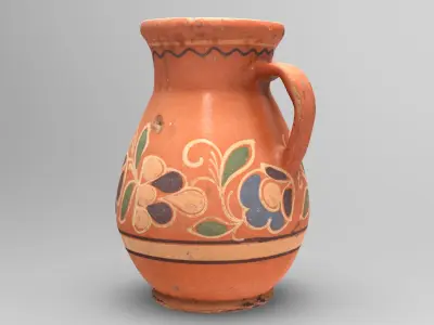 Old clay jug Low-poly 3D model