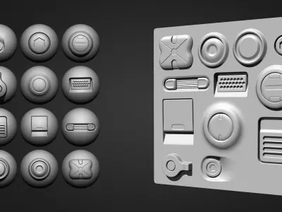 111 Hard Surface Alpha Brush Hard Surface Library VOL 02 Low-poly 3D model