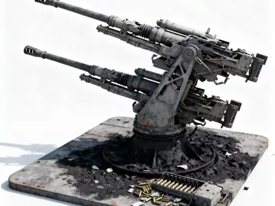 Battle-Scarred Flak Cannon 3D Model Low-poly 3D model