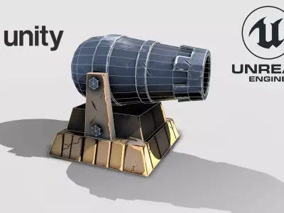 Cannon stylized Low-poly 3D model