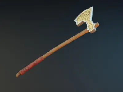 Stylized axe Low-poly 3D model 5