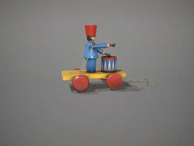 Blue Drummer Boy Toy Low-poly 3D model