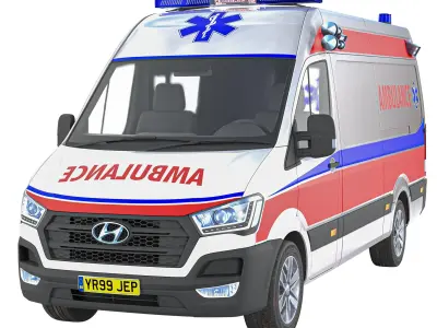 Hyundai Ambulance   Low Poly Game Asset Low-poly 3D model