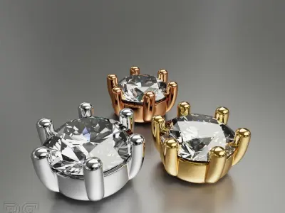 solitaire ring head engagement stud earrings package 3D print model