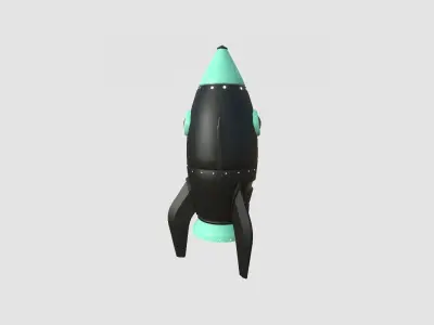 Cartoon Spaceship 02 Black Green - Spacecraft Vehicle SciFi Low-poly 3D model