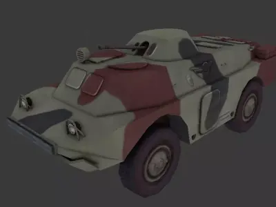 BRDM-2 low-poly 3d model military vehicle with camouflage Low-poly 3D model