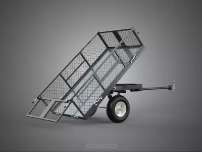 TIPPING HAULING WOOD DIRT DEBRIS CARGO TRAILER CART WAGON DOLLY 3D model