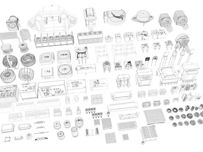 Electronic Components for circuit board 3D model