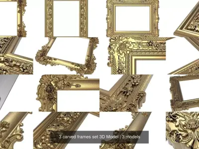 3 carved frames set 3D Model 3D Model Pack