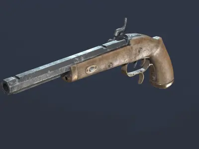 Pirate Black Powder Gun -dirty- Low-poly 3D model