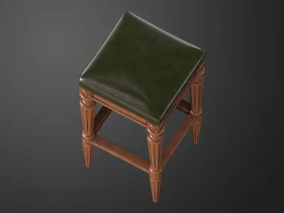Vintage Stool 2 Low-poly 3D model
