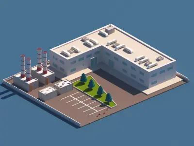 Cartoon Low Poly Industry Package Low-poly 3D model