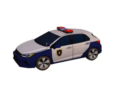 Low Poly Modern Police Car Vehicle Model PBR Texture Low-poly 3D model