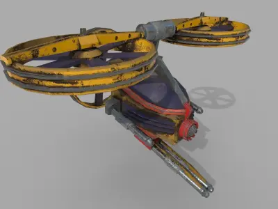 Gunship Spaceship Lowpoly  Free low-poly 3D model