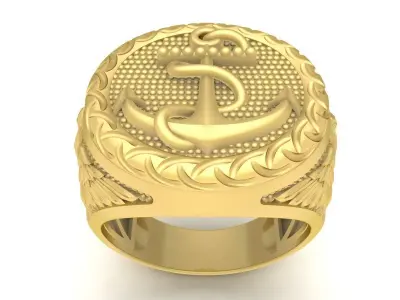Anchor and Eagle Signet Ring 3D Model for Jewelry 3691 3D print model