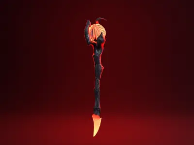 Fantasy Wizard Wand - Fire Version Low-poly 3D model