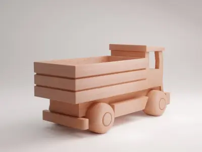Wooden truck 3D model Low-poly 3D model