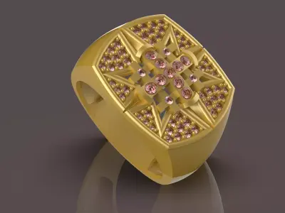 Gents Cross Ring - 0022 3D print model