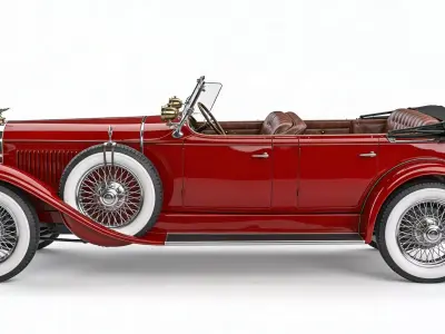 Vintage 1920s Ruby Red Luxury Phaeton 3D Model Low-poly 3D model