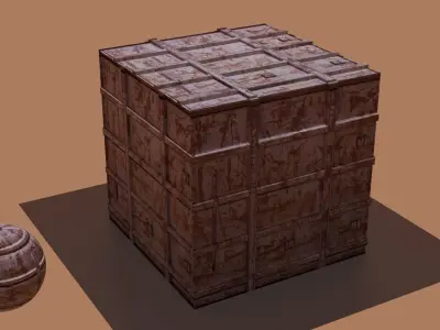 container PBR wooden box 3D model