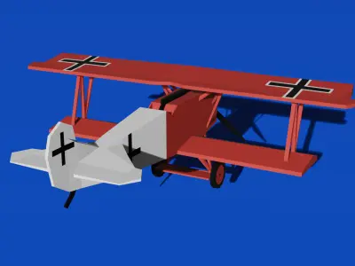 Fokker D VII Low Poly Fighter WWI Low-poly 3D model