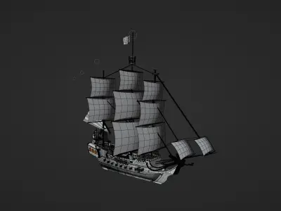 Pirate ship Low-poly 3D model order