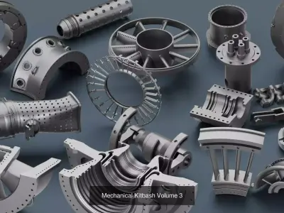 Hard Surface Mechanical Kitbash  Quad Topology  Bundle 3D Model Pack