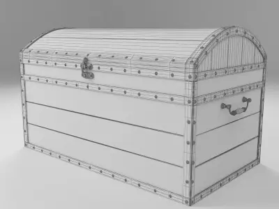 High Quality Antique Wooden Chest 3D model