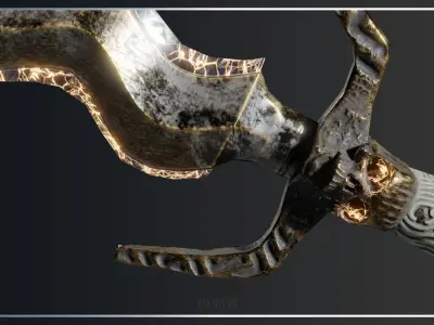 One-Hand Sword  Jade Executioner Low Poly Game Ready  PBR  Low-poly 3D model