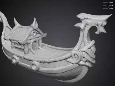 Golden Boat 3D model