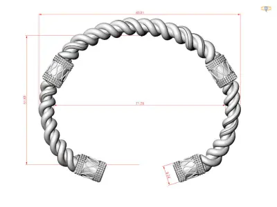 Stylish antique bracelet with patterns 3D print model
