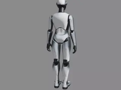 Polished Silver Minimalist Humanoid Robot 3D model