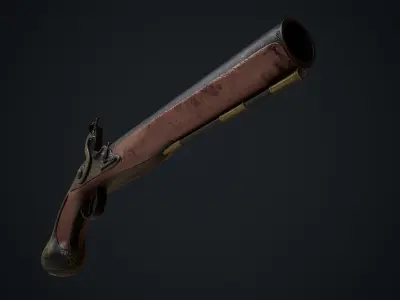 old flintlock gun Low-poly 3D model purchase