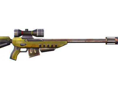 LowPoly Cartoon Sci-Fi Sniper Rifle Future Low-poly 3D model 2