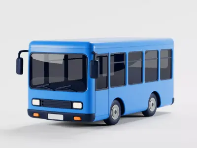 Cartoon city bus Low-poly 3D model