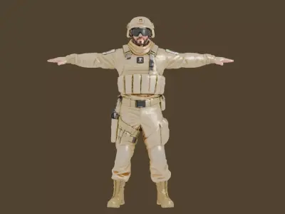 Desert Warfare Soldier Low-poly 3D model