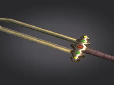 Stylized Medieval Sword melee weapon game ready Low-poly 3D model 5
