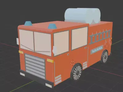low poly fire truck model  Free low-poly 3D model
