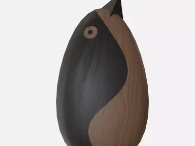 Wood round bird Low-poly 3D model