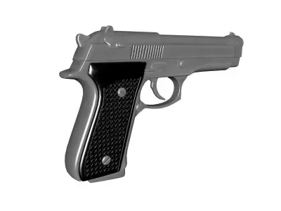 Beretta silver gun Low-poly 3D model