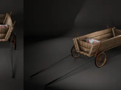 Traditional old cart Low-poly 3D model