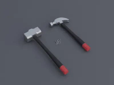 Hammer Low-poly 3D model 13